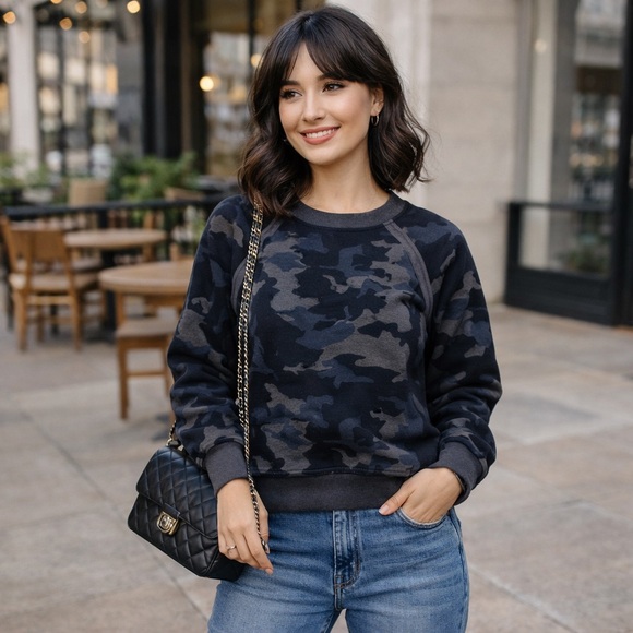 Prana Sweaters - prAna Women’s Gray/Blue Camouflage Crewneck Sweater